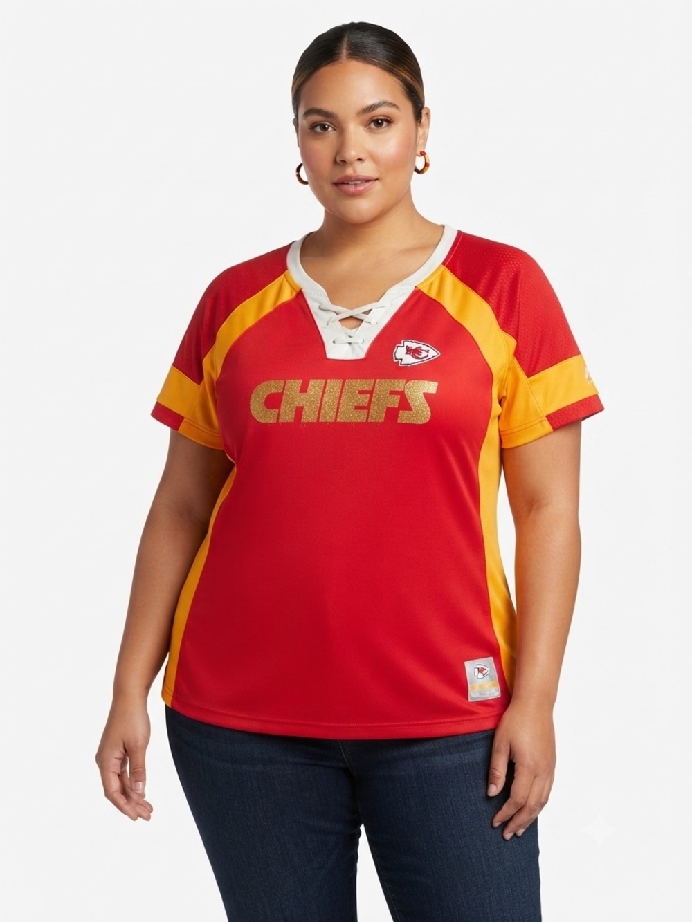 Kansas City Chiefs Women's Lace-Up Football Tee
